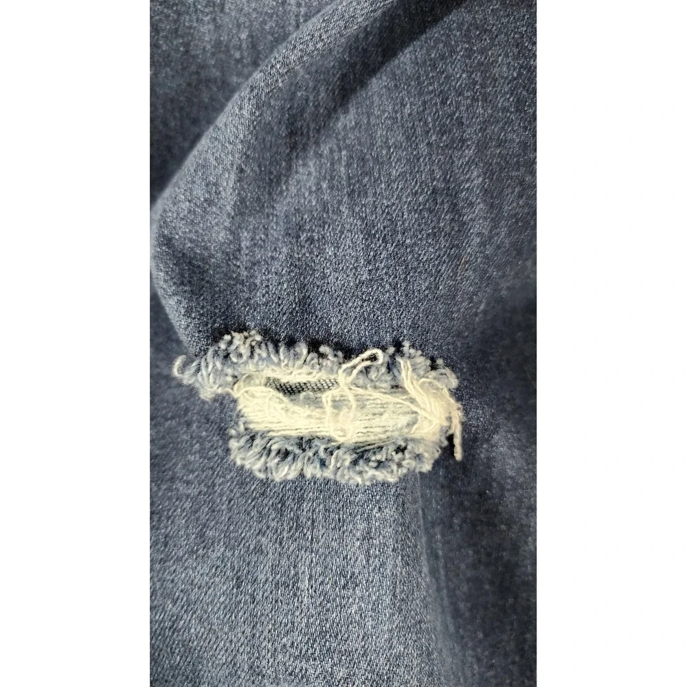Levis Ribcage Straight Ankle Jeans Womens 25 Distress High Rise Denim Button Fly